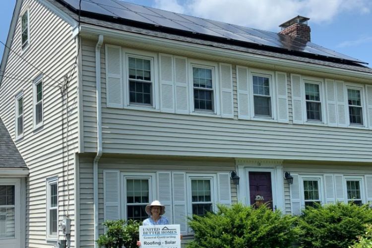 house with solar installation in Attleboro